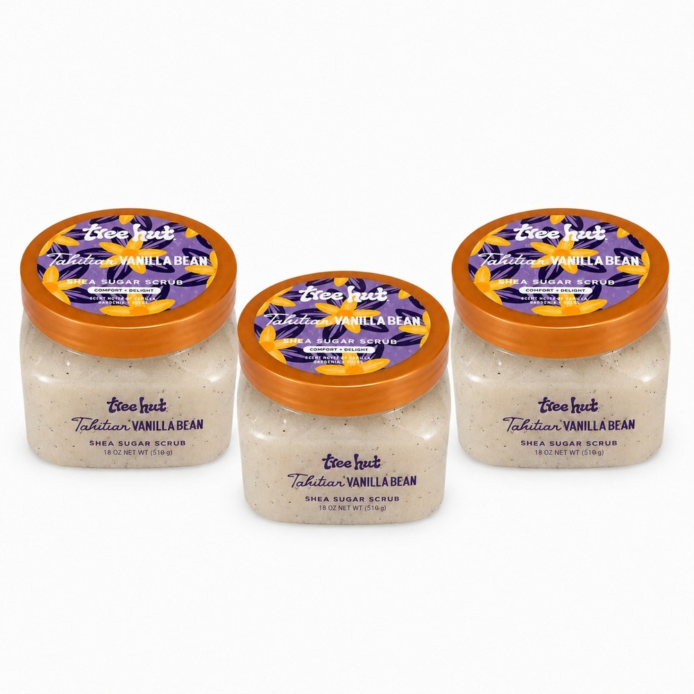 Lot of 3 Tree‎ Hut Tahitian Vanilla Bean Shea Sugar Scrub 18 oz Discontinued
